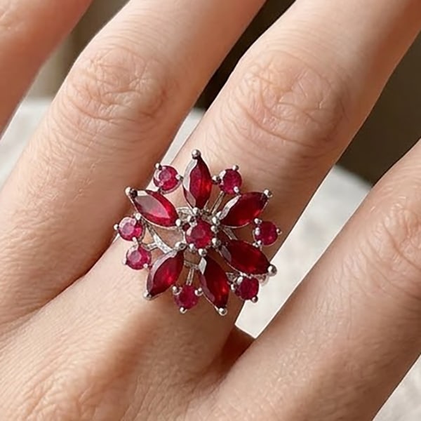 Natural Red Ruby With 925 Sterling Silver Ring Jewelry 6.59 G.Size 8 (1 of 3)