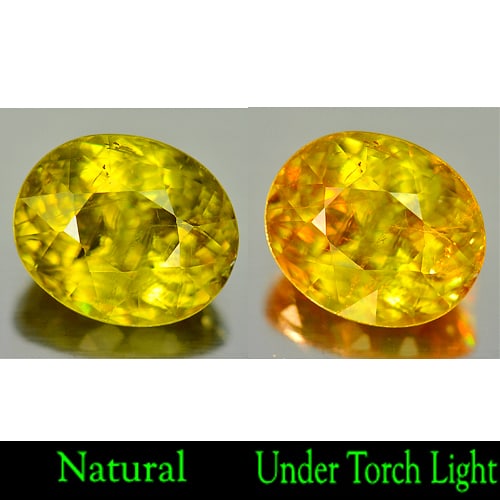 Natural Multi Color Titanium Sphene Gemstones Rainbow Spark 4.35 Ct. Oval Shape 10.7 x 9 Mm. (1 of 3)