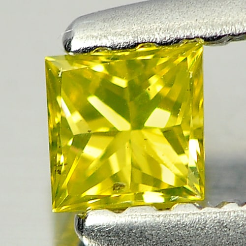 Natural Yellow Diamond 0.15 Ct. Square Princess Cut 2.9 Mm. (1 of 3)