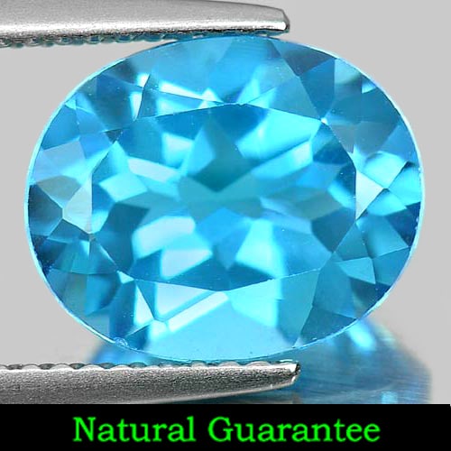 Natural Swiss Blue Topaz Gemstones 4.58 Ct. Oval Shape 11 x 9 Mm.: Product ID: 807160601 Product Name: Natural Blue Topaz Weight: 4.58 CT. Size: 11 x 9 x 6 MM. Shape: Oval Color: Swiss Blue Clarity:VVS Luster: Good Gems Origin: Brazil Treatment: Treated Crystal Struc
