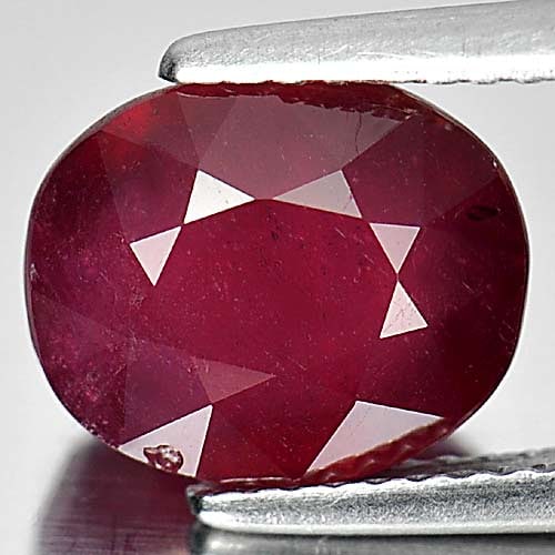 Natural Purplish Red Ruby Gemstones 5.18 Ct. Oval Shape 10.2 x 8.5 Mm.: Product ID: 805927271 Product Name: Natural Ruby Weight: 5.18 CT. Size: 10.2 x 8.5 x 6 MM. Shape: Oval Color: Purplish Red Clarity:VSI Luster: Good Gems Origin: Mardagascar Treatment: Heated (Lead-gla