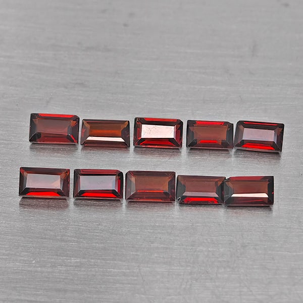 Natural Orangish Red Garnet Gemstones 3.20 Ct. 10 Pcs. Baguette Shape 5.2 x 3.2 Mm.: Product ID: 802937902 Product Name: Natural Red Garnet Weight: 3.20 CT. Size: 5.2 x 3.2 x 2 MM. Shape: Baguette Shape Color: Orangish Red Clarity:SI1 Luster: Good Gems Origin: Tanzania Treatment: Unhe