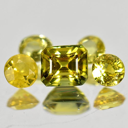 Natural Yellow Sapphire Gemstones 1.60 Ct. 5 Pcs. Mixed Shape and Mixed Size (1 of 3)