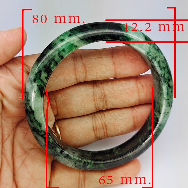 Natural Genuine Mulit Color Jade Gemstones 326.03 Ct. Bangle Round Shape 80 x 65 Mm.: Product ID: 819816093 Product Name: Natural Gemstones Weight: 326.03 CT. Size: 80 x 65 x 12.2 MM. Shape: Round Shape Color: Multi-Color Green Clarity:Opaque Luster: Good Gems Origin: Thailand Treatmen