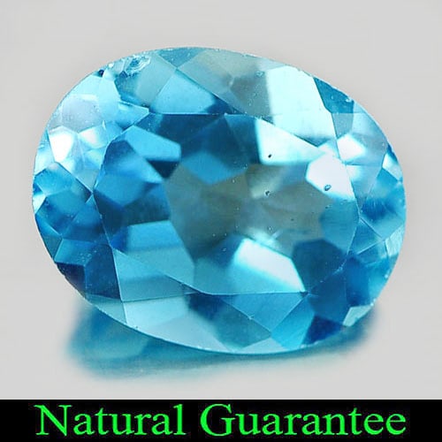 Natural Swiss Blue Topaz Gemstones 2.14 Ct. Oval Shape 9 x 7 Mm.: Product ID: 807161599 Product Name: Natural Blue Topaz Weight: 2.14 CT. Size: 9 x 7 x 4.6 MM. Shape: Oval Color: Swiss Blue Clarity:VSI Luster: Good Gems Origin: Brazil Treatment: Treated Crystal Stru