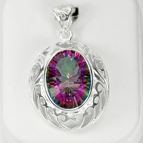 Natural Mystic Green Quartz with 925 Sterling Silver Pendant Jewelry 6.99 Grams (1 of 3)