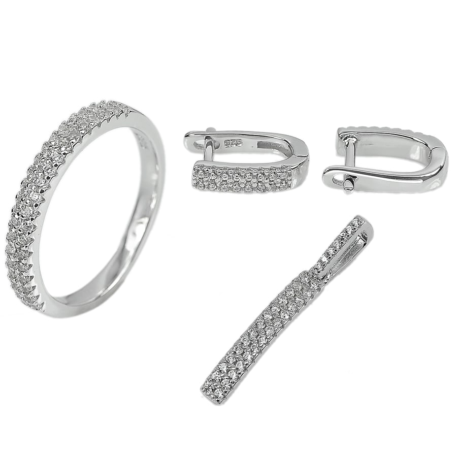 925 Sterling Silver Jewelry Sets 6.84 Grams Pendant Earrings Ring Size 8 (1 of 3)
