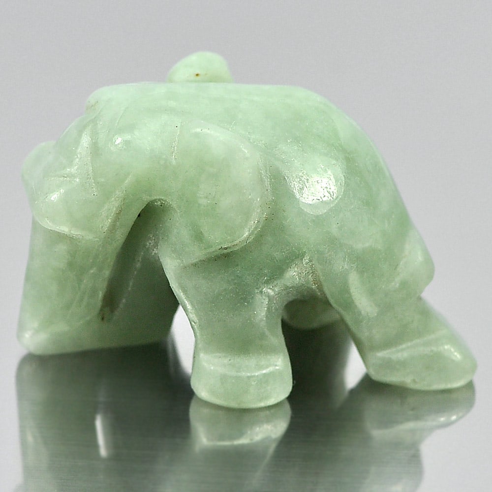 Natural Green Jade Gemstones 53.09 Ct. Elephant Carving Shape 27 x 18 Mm.: Product ID: 819813020 Product Name: Natural Jade Weight: 53.09 CT. Size: 27 x 18 x 16 MM. Shape: Elephant Carving Color: Green Clarity:Opaque Luster: Good Gems Origin: Thailand Treatment: Unheated Cry