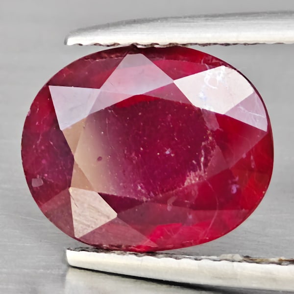 Natural Red Ruby Gemstones 4.71 Ct. Oval Shape 11.1 x 9 Mm.: Product ID: 805935989 Product Name: Natural Ruby Weight: 4.71 CT. Size: 11.1 x 9 x 5.1 MM. Shape: Oval Color: Red Clarity:VSI - SI1 Luster: Good Gems Origin: Madagascar Treatment: Heated (Lead-glass f