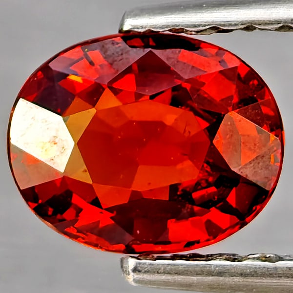 Natural Orangish Red Spessartine Garnet Gemstones 0.93 Ct. Oval Shape 6.8 x 5.4 Mm.: Product ID: 802937303 Product Name: Natural Garnet Weight: 0.93 CT. Size: 6.8 x 5.4 x 3 MM. Shape: Oval Shape Color: Orangish Red Clarity:VSI Luster: Good Gems Origin: Namibia Treatment: Unheated Crys