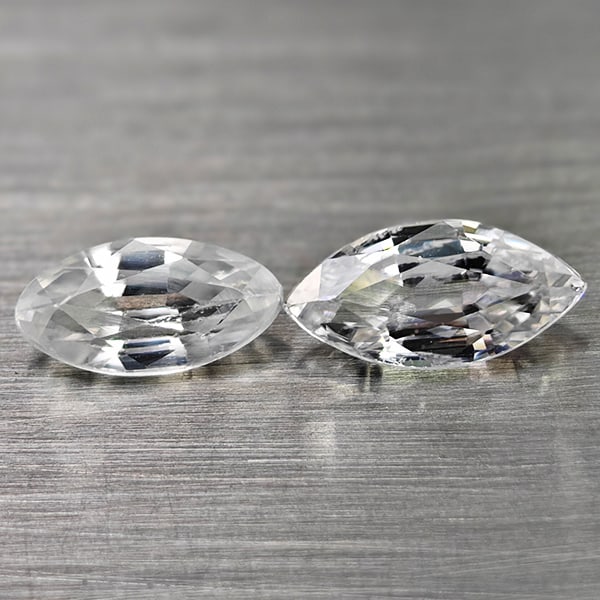 Natural White Color Zircon Gemstones 1.52 Ct. 2 Pcs. Marquise Shape 7.8 x 3.9 Mm. (1 of 3)