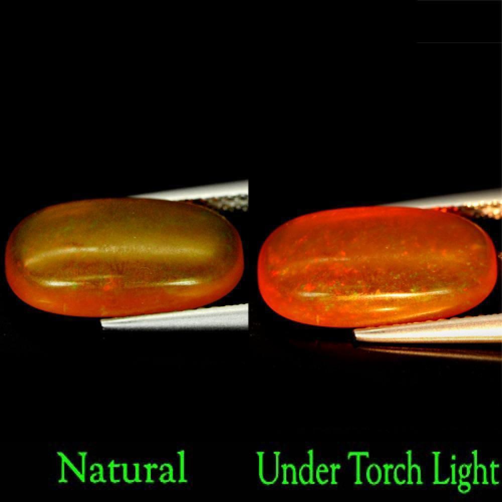 Natural Multi Color Opal Gemstones 3.86 Ct. Oval Cabochon Shape 15.5 x 8.2 Mm.: Product ID: 818707687 Product Name: Natural Opal Weight: 3.86 CT. Size: 15.5 x 8.2 x 4.7 MM. Shape: Oval Cabochon Color: Multi Color Clarity:Semi - Transparent Luster: Good Gems Origin: Ethiopia Treat