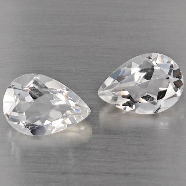 Natural White Quartz Gemstones 3.43 Ct. 2 Pcs. Pear Shape 10 x 7.2 Mm.: Product ID: 805530260 Product Name: Natural Quartz Weight: 3.43 CT. Size: 10 x 7.2 x 4.9 MM. Shape: Pear Shape Color: White Clarity:VSI Luster: Good Gems Origin: Brazil Treatment: Unheated Crystal Str