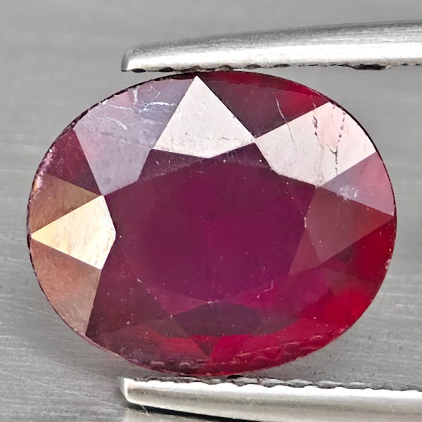 Natural Red Ruby Gemstones 4.35 Ct. Oval Shape 11.1 x 9.1 Mm.: Product ID: 805935997 Product Name: Natural Ruby Weight: 4.35 CT. Size: 11.1 x 9.1 x 4.6 MM. Shape: Oval Color: Red Clarity:VSI - SI1 Luster: Good Gems Origin: Madagascar Treatment: Heated (Lead-glass