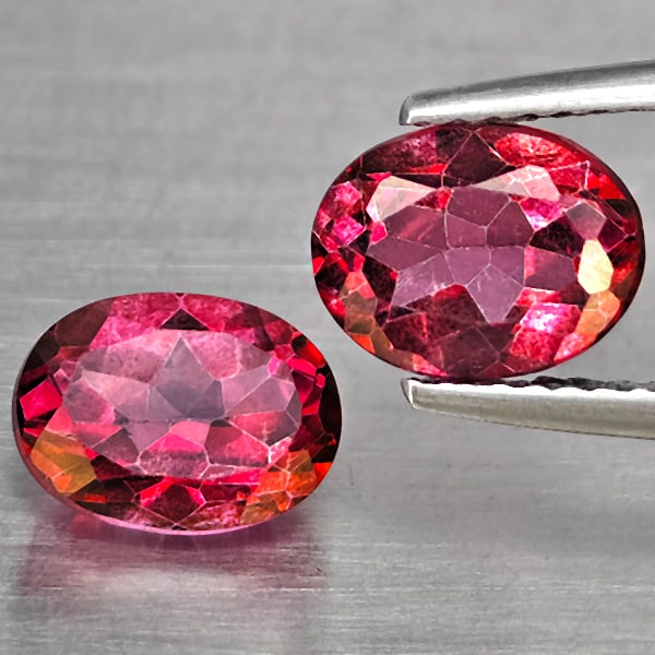 Natural Pink Topaz Gemstones 3.34 Ct. 2 Pcs. Oval Shape 8 x 6.3 Mm.: Product ID: 807169048 Product Name: Natural Topaz Weight: 3.34 CT. Size: 8 x 6.3 x 4.6 MM. Shape: Oval Shape Color: Pink Clarity:VSI Luster: Good Gems Origin: Brazil Treatment: Treated Crystal Structu
