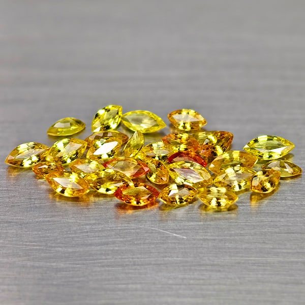 Natural Yellow Songea Sapphire Gemstones 3.94 Ct. 30 Pcs. Marquise Shape 4.8 x 2.4 Mm.: Product ID: 806161987 Product Name: Natural Yellow Sapphire Weight: 3.94 CT. Size: 4.8 x 2.4 x 1.9 MM. Shape: Marquise Shape Color: Yellow Clarity:VVS - VSI Luster: Good Gems Origin: Tanzania Treatmen