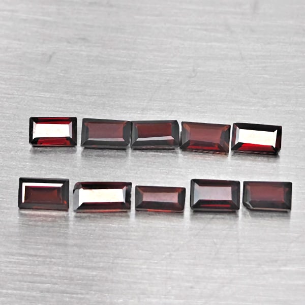 Natural Orangish Red Garnet Gemstone 3.30 Ct. 10 Pcs. Baguette Shape 5.2 x 3.2 Mm.: Product ID: 802937885 Product Name: Natural Red Garnet Weight: 3.30 CT. Size: 5.2 x 3.2 x 2.2 MM. Shape: Baguette Shape Color: Orangish Red Clarity:SI1 Luster: Good Gems Origin: Tanzania Treatment: Un