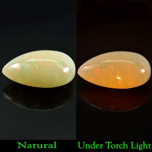 11.40 Ct. Natural Rainbow Play Of Colour Opal Gemstones Pear Cabochon 21 x 13.3 Mm. (1 of 3)