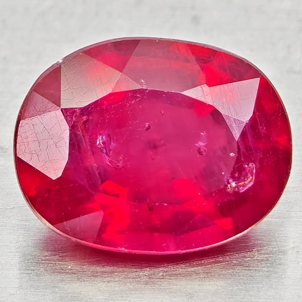 Natural Purplish Red Ruby Gemstones 2.61 Ct. Oval Shape 9.1 x 7.2 Mm.: Product ID: 805935549 Product Name: Natural Ruby Weight: 2.61 CT. Size: 9.1 x 7.2 x 4.4 MM. Shape: Oval Color: Purplish Red Clarity:VSI Luster: Good Gems Origin: Madagascar Treatment: Heated (Lead-gla