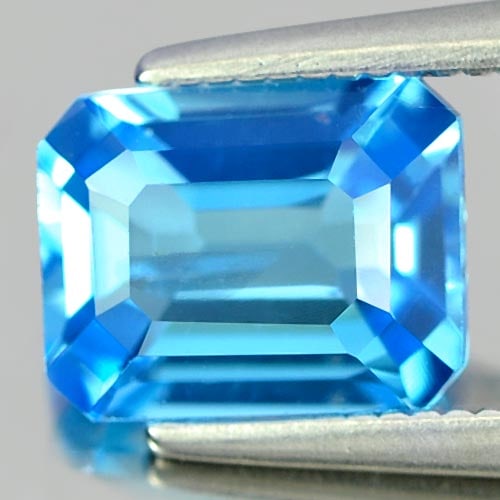 Natural Swiss Blue Topaz Gemstones 1.94 Ct. Octagon Shape 8 x 6.3 Mm.: Product ID: 807149575 Product Name: Natural Blue Topaz Weight: 1.94 CT. Size: 8 x 6.3 x 4 MM. Shape: Octagon Color: Swiss Blue Clarity:SI Luster: Good Gems Origin: Brazil Treatment: Treated Crystal St
