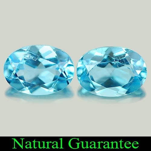 Natural Swiss Blue Topaz Gemstones 1.85 Ct. 2 Pcs. Oval Shape 7.1 x 5.1 Mm.: Product ID: 807164026 Product Name: Natural Blue Topaz Weight: 1.85 CT. Size: 7.1 x 5.1 x 3.4 MM. Shape: Oval Color: Swiss Blue Clarity:VSI Luster: Good Gems Origin: Brazil Treatment: Heated Crystal S