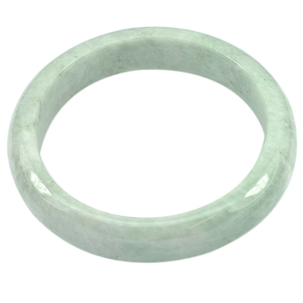 Natural Green White Jade Gemstones 309.99 Ct. Bangle Round Shape 74 x 59 Mm.: Product ID: 819813522 Product Name: Natural Jade Weight: 309.99 CT. Size: 74 x 59 x 14 MM. Shape: Round Color: Green Clarity:Opaque Luster: Good Gems Origin: Thailand Treatment: Unheated Crystal Struc
