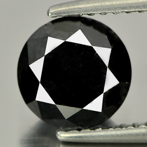 Natural Black Diamond 2.40 Ct. Round Brilliant Cut 7.7 Mm: Product ID: 802102112 Product Name: Natural Enhanced Diamond Weight: 2.40 CT. Size: 7.7 x 7.7 x 5.8 MM. Shape: Round Brilliant Cut Color: Black Clarity:Opaque Luster: Good Gems Origin: Belgium Treatme