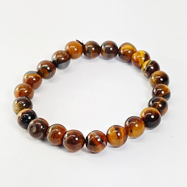 Natural Yellow Brown Color Tigers Eye 89.71 Ct. Beads Bracelet 7 x 7 Mm. Length 6 Inch. (1 of 3)