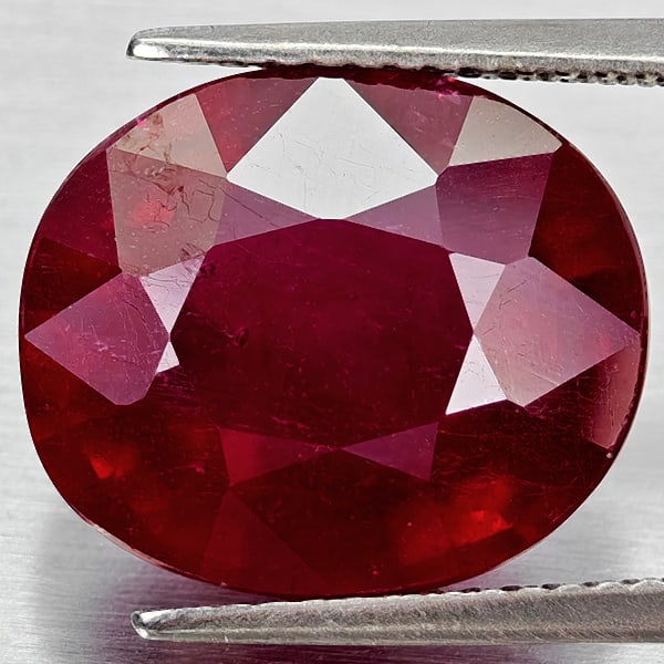 Natural Red Ruby Gemstones 11.35 Ct. Oval Shape 13.7 x 10.7 Mm.: Product ID: 805935466 Product Name: Natural Ruby Weight: 11.35 CT. Size: 13.7 x 10.7 x 7.6 MM. Shape: Oval Color: Red Clarity:VSI Luster: Good Gems Origin: Madagascar Treatment: Heated (Lead-glass fil