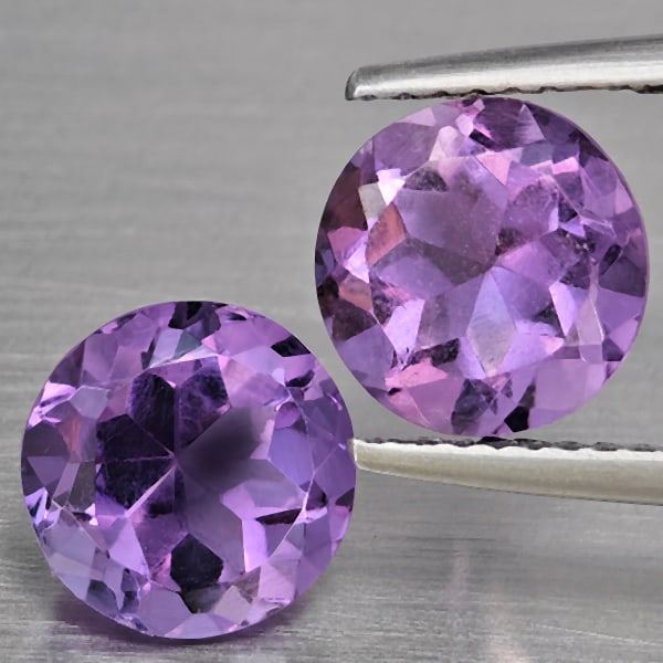 Natural Purple Amethyst Gemstones 3.92 Ct. 2 Pcs Round Shape 8.2 Mm. (1 of 3)