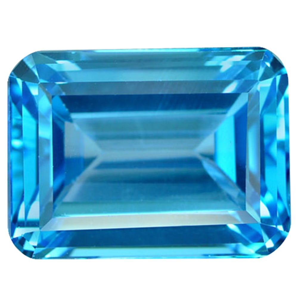 Natural Swiss Blue Topaz Gemstones 16.34 Ct. Clean Octagon Shape 15.5 x 11.4 Mm. (1 of 3)