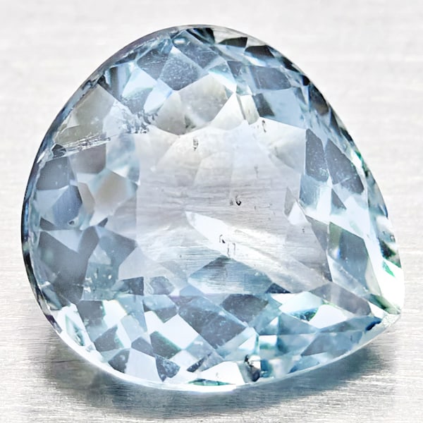 Natural Light Blue Aquamarine Gemstones 1.16 Ct. Pear Shape 7.9 x 6.8 Mm.: Product ID: 800812055 Product Name: Natural Aquamarine Weight: 1.16 CT. Size: 7.9 x 6.8 x 4.2 MM. Shape: Pear Shape Color: Light Blue Clarity:VSI - SI1 Luster: Good Gems Origin: Brazil Treatment: Unhe