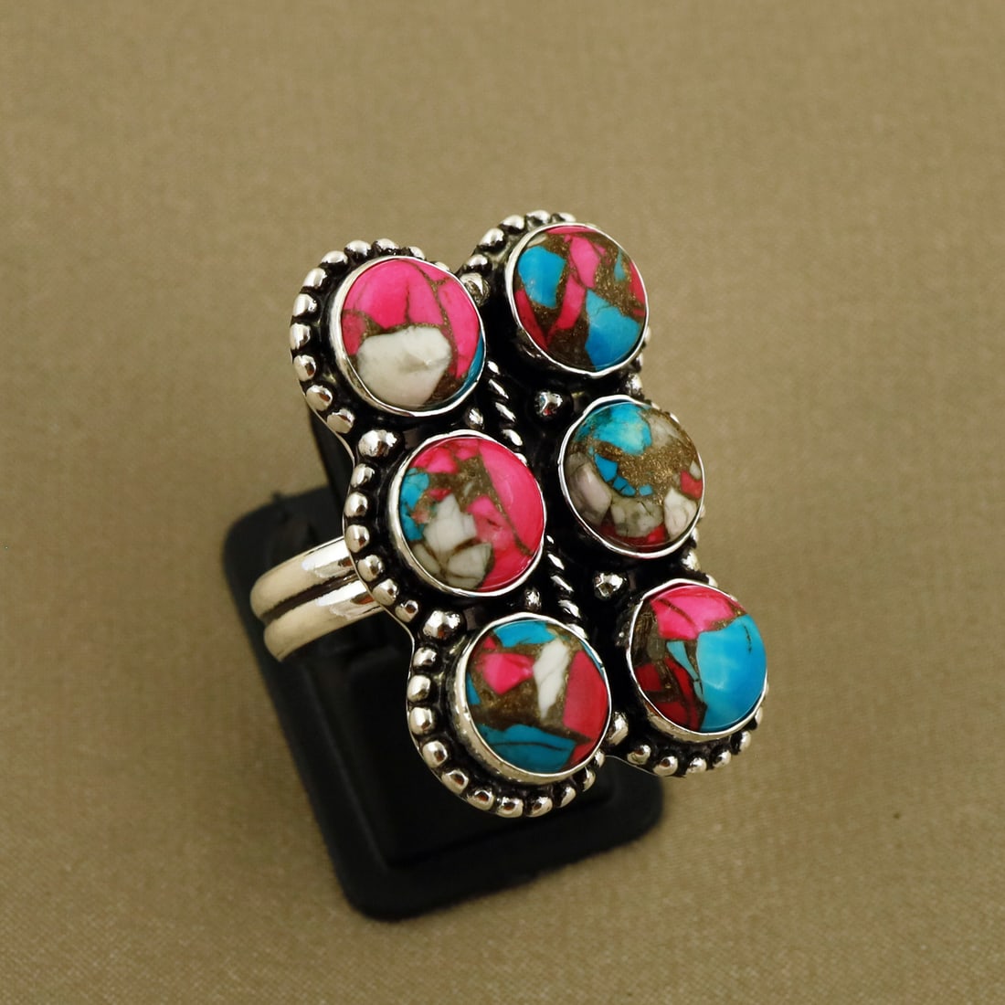 Natural Cotton Candy Sterling Silver Plated Handmade Ring - 7MM ( Adjustable ): Product ID: 260809124440 Product - Handmade Silver Plated Ring Metal - 92.5 Sterling Silver Plated Ring Size - 7MM ( Adjustable ) Gemstone - Cotton Candy Gemstone Origin - United States Gemstone Size 