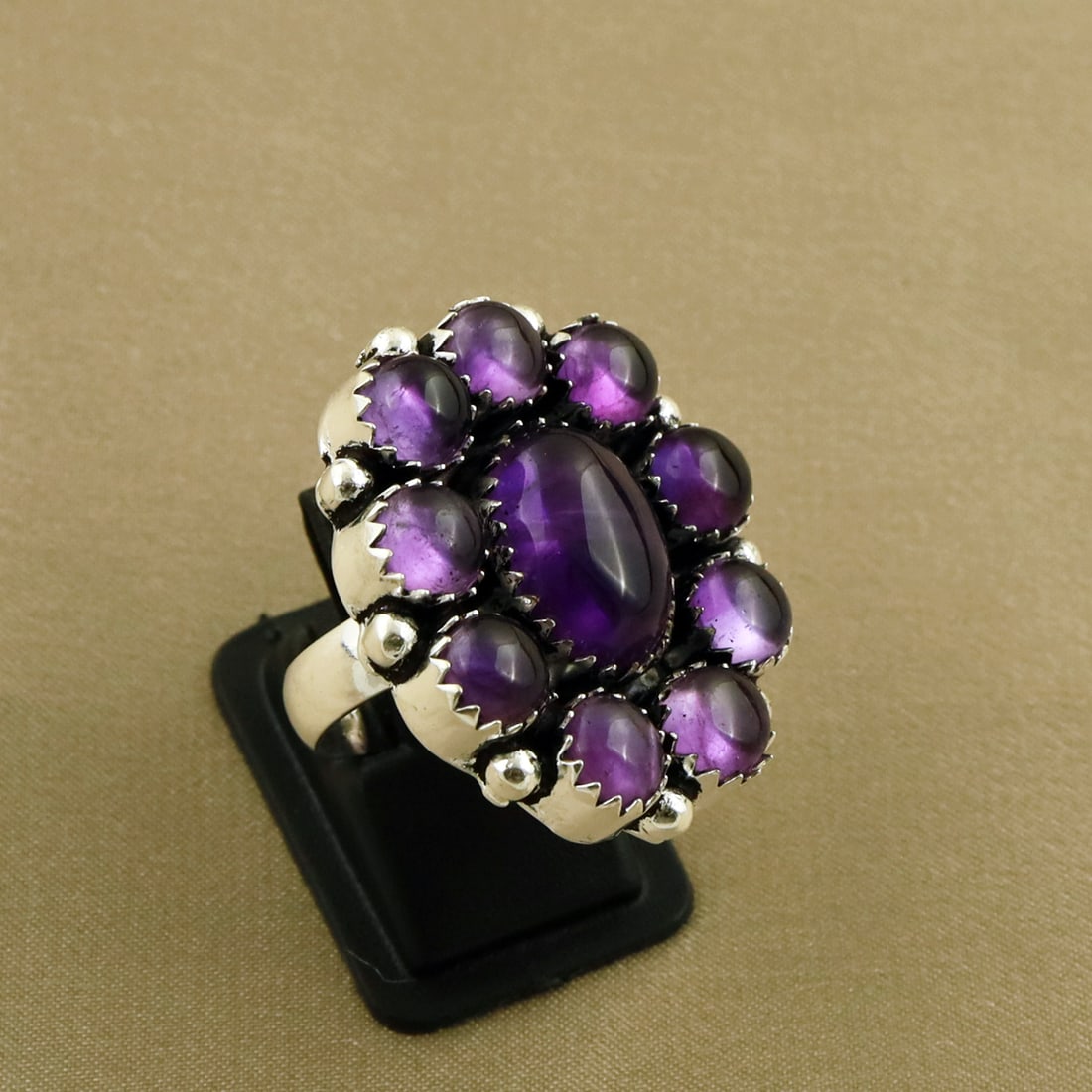 Natural Amethyst 2 Micron Sterling Silver Plated Handmade Ring - 6MM: Product ID: 260805122534 Product - Handmade Silver Plated Ring Metal - 92.5 2 Micron Sterling Silver Plated Ring Size - 6MM Gemstone - Amethyst Gemstone Origin - Africa Gemstone Size - 10X14MM ( 1 Sto