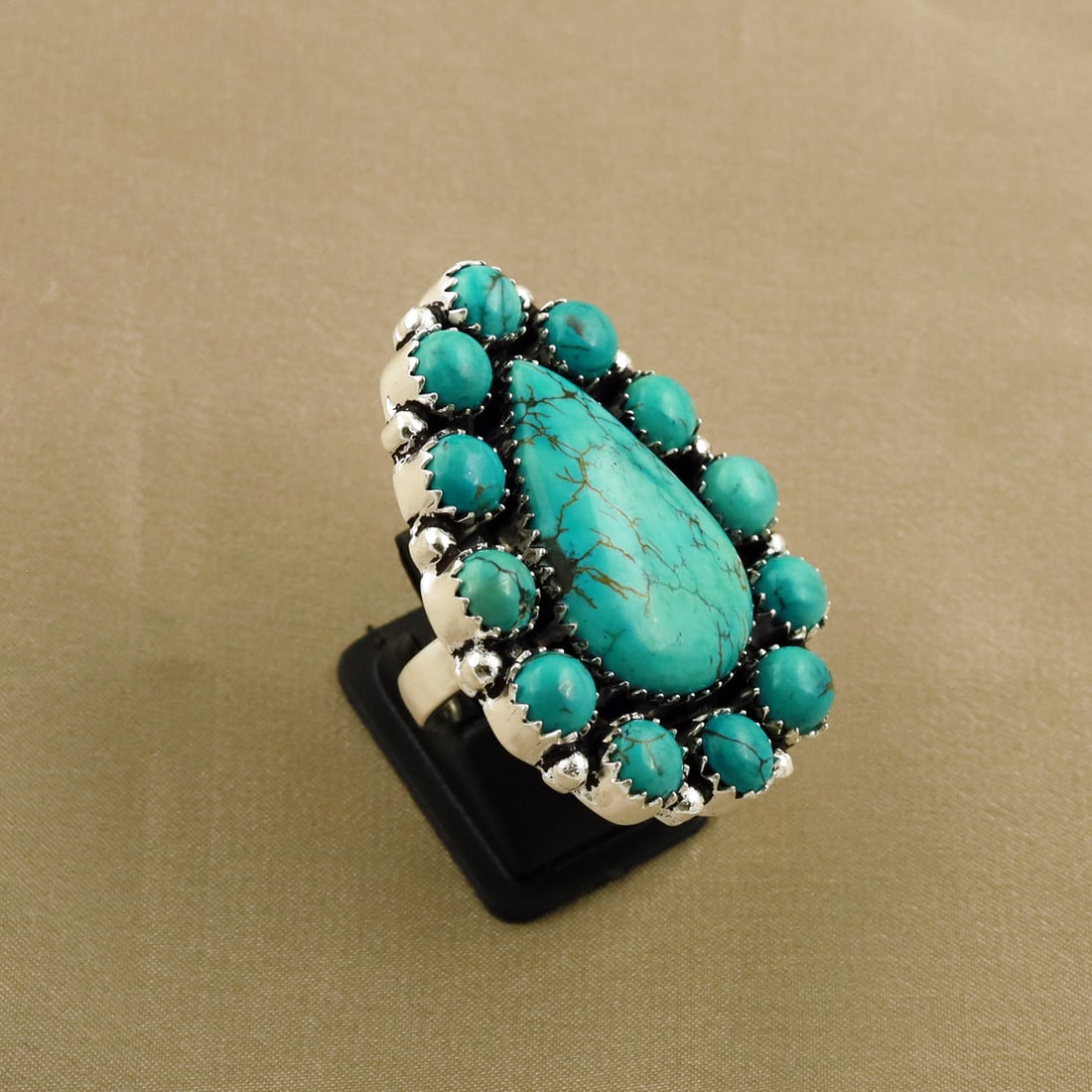 Natural Turquoise 2 Micron Sterling Silver Plated Handmade Ring - 7.5MM: Product ID: 260805122259 Product - Handmade Silver Plated Ring Metal - 92.5 2 Micron Sterling Silver Plated Ring Size - 7.5MM Gemstone - Turquoise Gemstone Origin - Tibet Gemstone Size - 3X2 CM ( 1 St