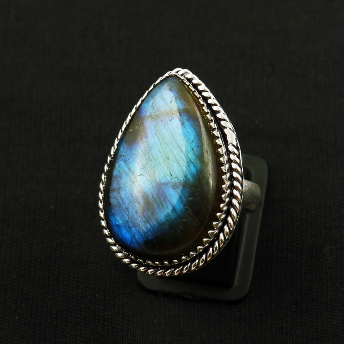Natural Labradorite 2 Micron Sterling Silver Plated Handmade Ring - 8MM ( Adjustable ): Product ID: 260802143539 Product - Handmade Silver Plated Ring Metal - 92.5 2 Micron Sterling Silver Plated Ring Size - 8MM ( Adjustable ) Gemstone - Labradorite Gemstone Origin - Canada Gemstone Size