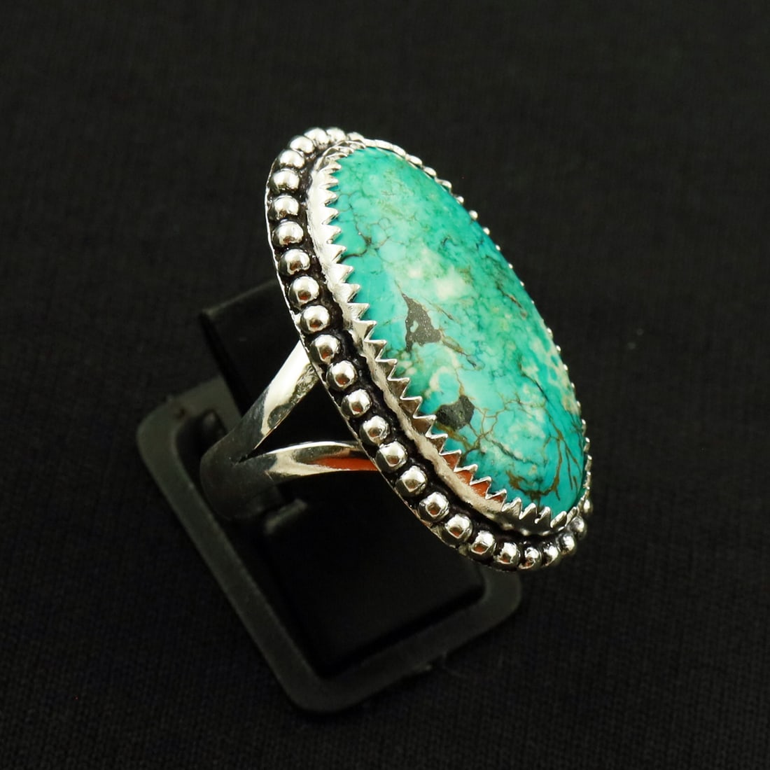 Natural Turquoise 2 Micron Sterling Silver Plated Handmade Ring - 7.5MM: Product ID: 260802141440 Product - Handmade Silver Plated Ring Metal - 92.5 2 Micron Sterling Silver Plated Ring Size - 7.5MM Gemstone - Turquoise Gemstone Origin - Tibet Gemstone Size - 3X2 CM Gemsto