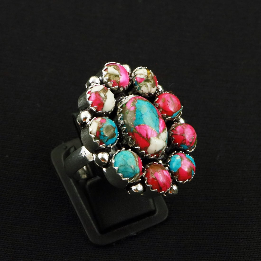 Natural Cotton Candy 2 Micron Sterling Silver Plated Handmade Ring - 8.5MM: Product ID: 260731150520 Product - Handmade Silver Plated Ring Metal - 92.5 2 Micron Sterling Silver Plated Ring Size - 8.5MM Gemstone - Cotton Candy Gemstone Origin - United States Gemstone Size - 10
