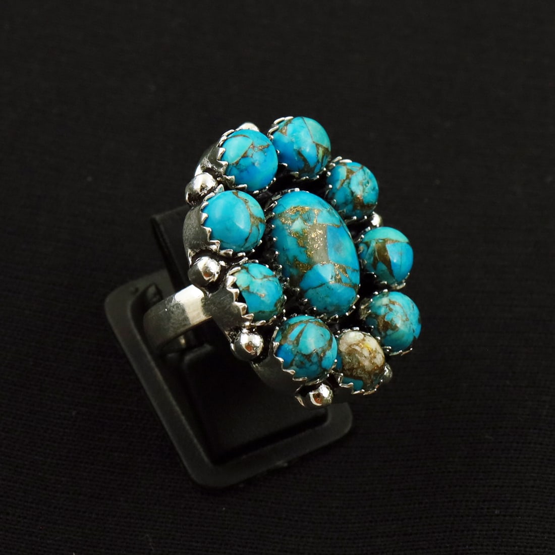 Natural Kingman Turquoise 2 Micron Sterling Silver Plated Handmade Ring - 6.5MM: Product ID: 260731145910 Product - Handmade Silver Plated Ring Metal - 92.5 2 Micron Sterling Silver Plated Ring Size - 6.5MM Gemstone - Kingman Turquoise Gemstone Origin - United States Gemstone Size