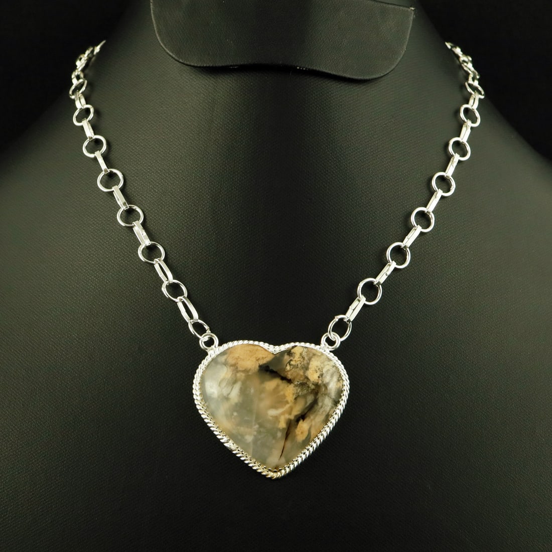 Natural Maligano Jasper 2 Micron Sterling Silver Plated Handmade Heart Necklace: Product ID: 260728160354 Product - Handmade Silver Plated Pendant Necklace Metal - 92.5 2 Micron Sterling Silver Plated Necklace Pendant Length - 18 Inch Gemstone - Maligano Jasper Gemstone Origin - I