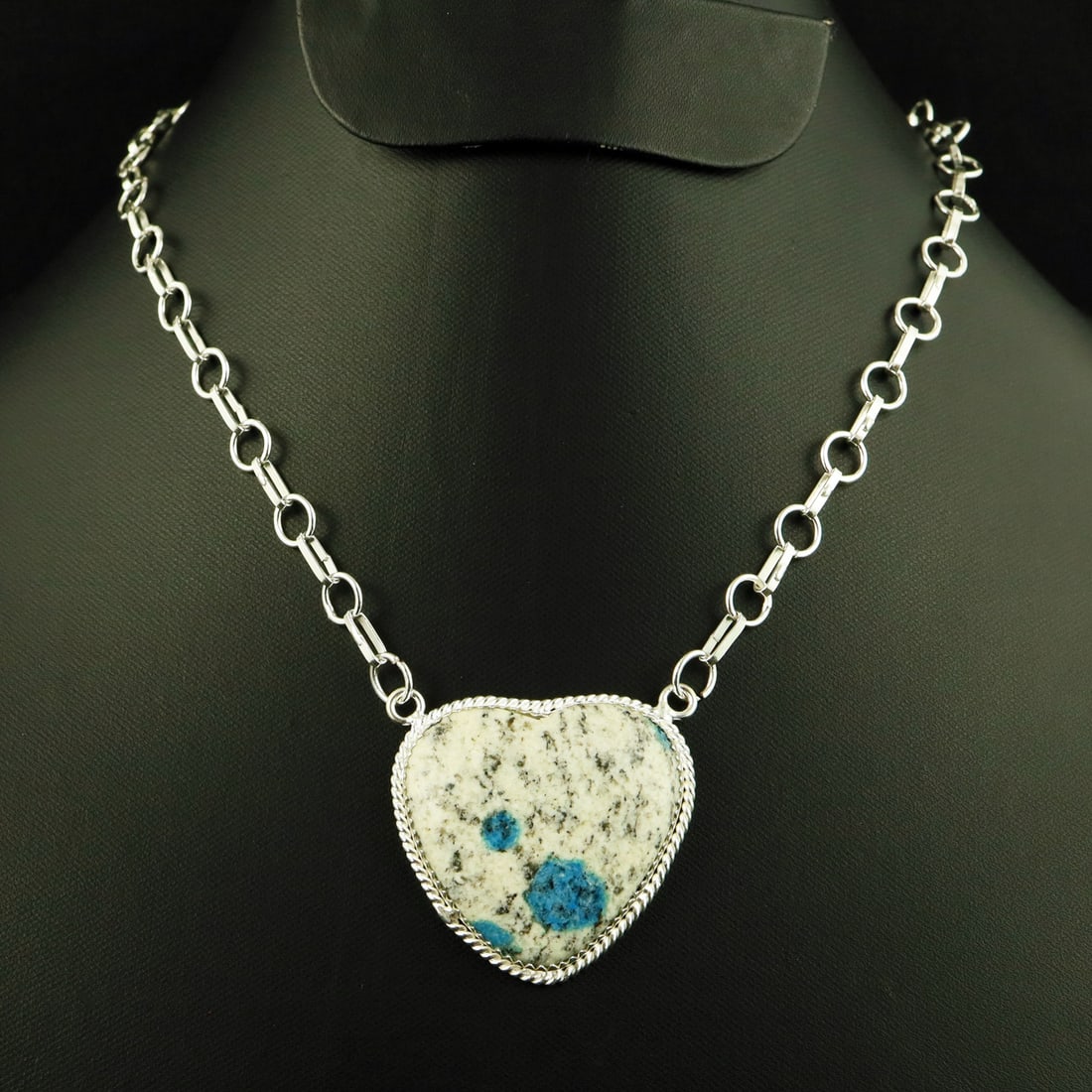 Natural K2 Jasper 2 Micron Sterling Silver Plated Handmade Heart Necklace (1 of 3)