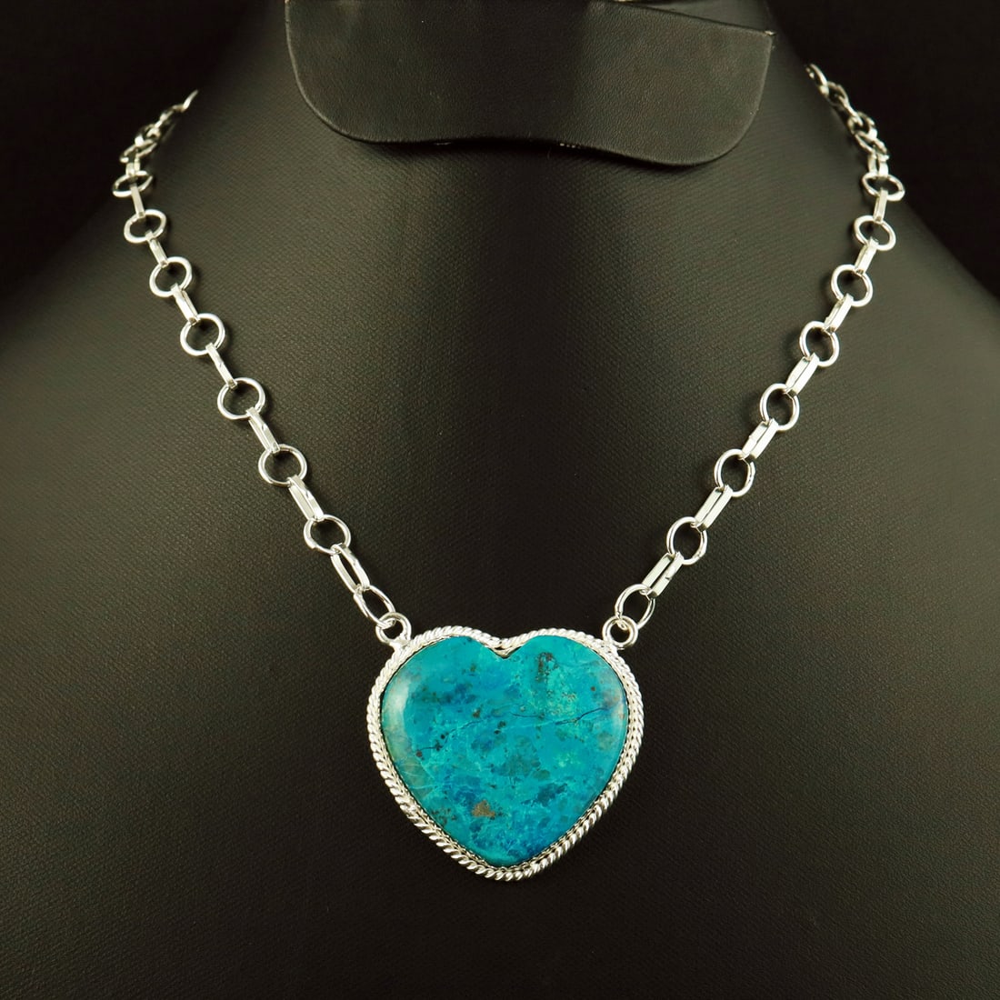 Natural Shattuckite 2 Micron Sterling Silver Plated Handmade Heart Necklace: Product ID: 260728160506 Product - Handmade Silver Plated Pendant Necklace Metal - 92.5 2 Micron Sterling Silver Plated Necklace Pendant Length - 18 Inch Gemstone - Shattuckite Gemstone Origin - Unite