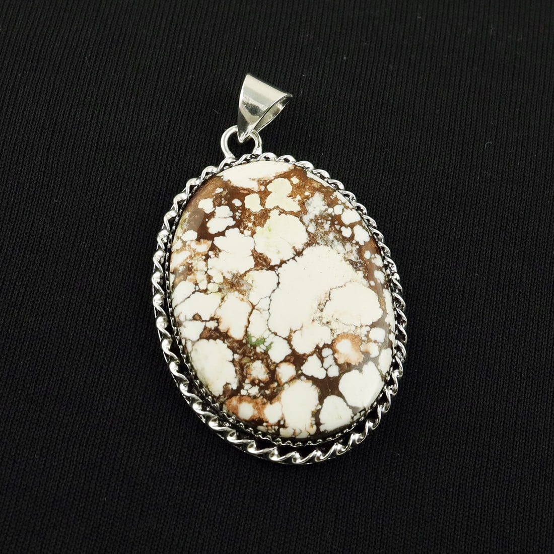 Natural Wild Horse 2 Micron Sterling Silver Plated Handmade Pendant: Product ID: 260818144955 Product - Handmade Silver Plated Pendant Metal - 92.5 2 Micron Sterling Silver Plated Gemstone - Wild Horse Gemstone Origin - United States Gemstone Shape - Oval Gemstone Size