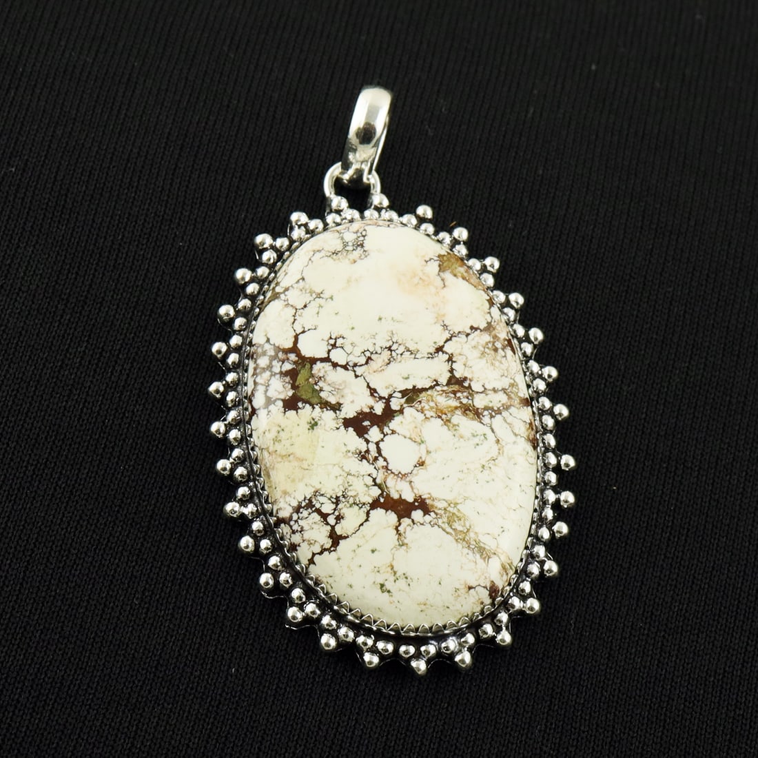 Natural Wild Horse 2 Micron Sterling Silver Plated Handmade Pendant: Product ID: 260818145052 Product - Handmade Silver Plated Pendant Metal - 92.5 2 Micron Sterling Silver Plated Gemstone - Wild Horse Gemstone Origin - United States Gemstone Shape - Oval Gemstone Size