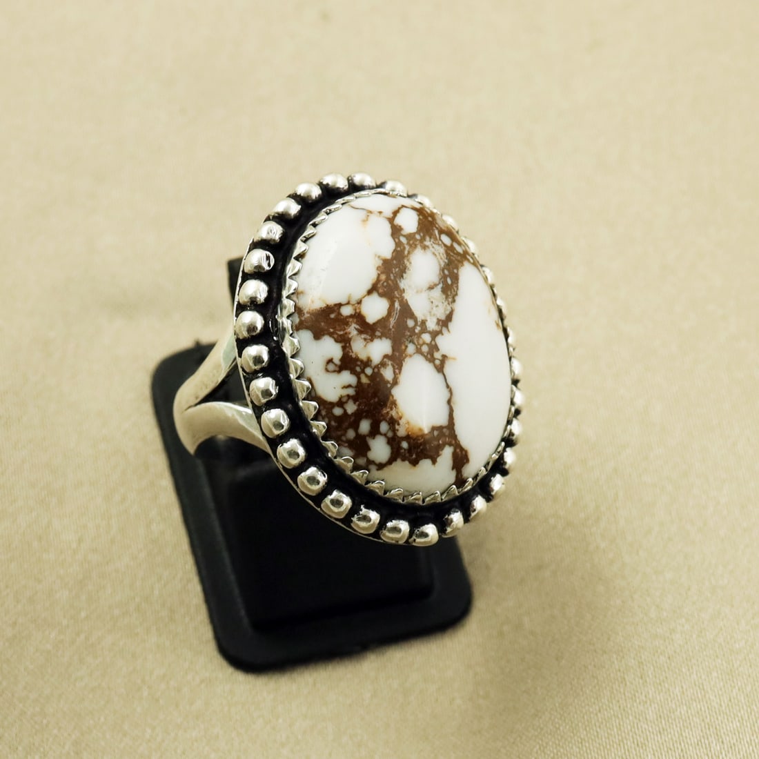 Natural Wild Horse 2 Micron Sterling Silver Plated Handmade Ring - 7.5MM: Product ID: 260811152116 Product - Handmade Silver Plated Ring Metal - 92.5 2 Micron Sterling Silver Plated Ring Size - 7.5MM Gemstone - Wild Horse Gemstone Origin - United States Gemstone Size - 2.5X