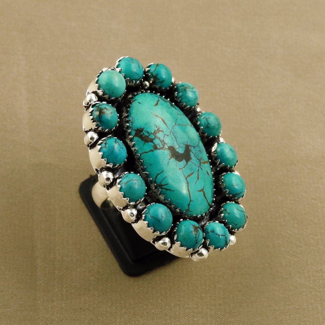 Natural Turquoise 2 Micron Sterling Silver Plated Handmade Ring - 8.5MM: Product ID: 260805121726 Product - Handmade Silver Plated Ring Metal - 92.5 2 Micron Sterling Silver Plated Ring Size - 8.5MM Gemstone - Turquoise Gemstone Origin - Tibet Gemstone Size - 3X2 CM ( 1 St