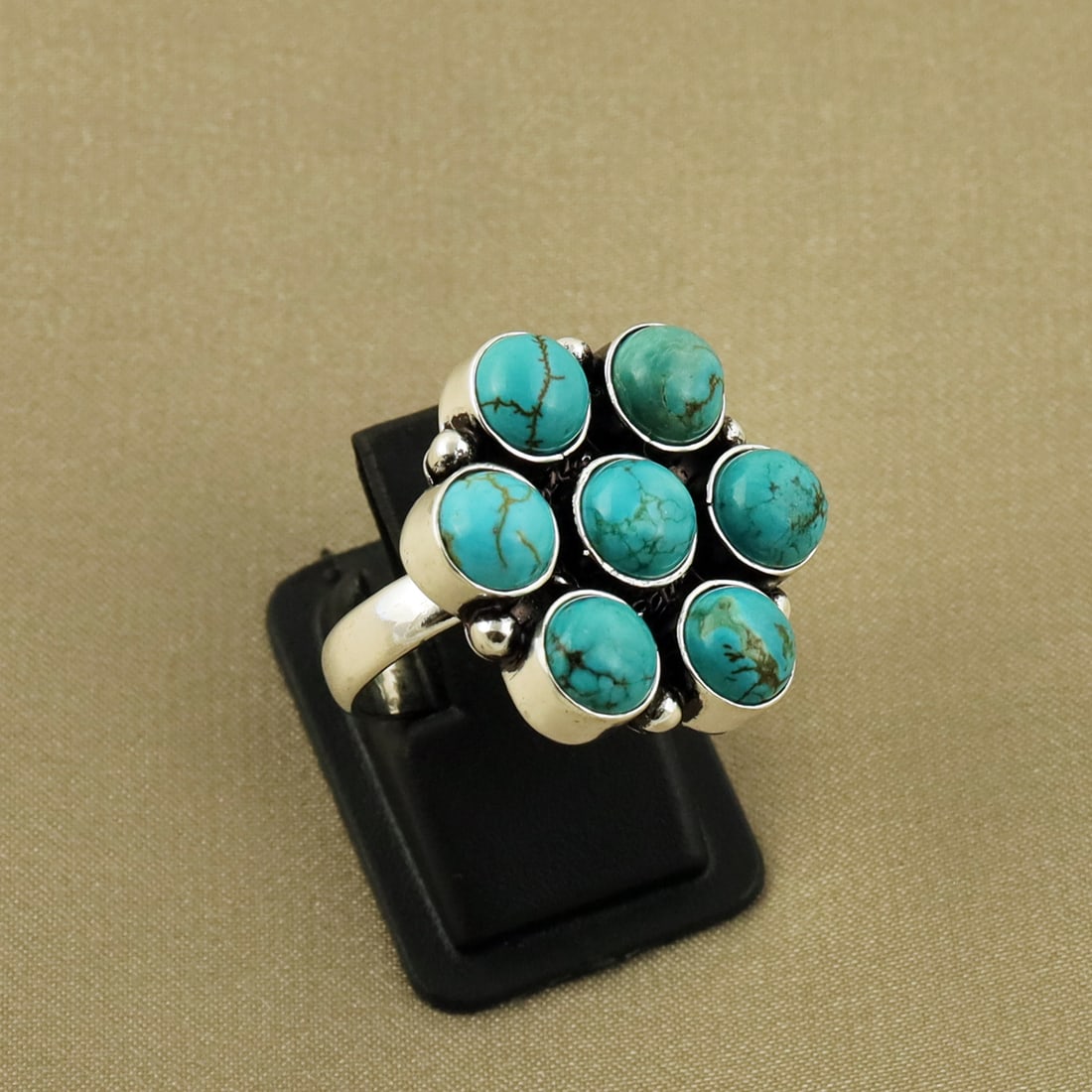 Natural Turquoise Sterling Silver Plated Handmade Ring - 5.5MM: Product ID: 260818155108 Product - Handmade Silver Plated Ring Metal - 92.5 Sterling Silver Plated Ring Size - 5.5MM Gemstone - Turquoise Gemstone Origin - Tibet Gemstone Size - 8MM ( 7 Stone ) Gemsto