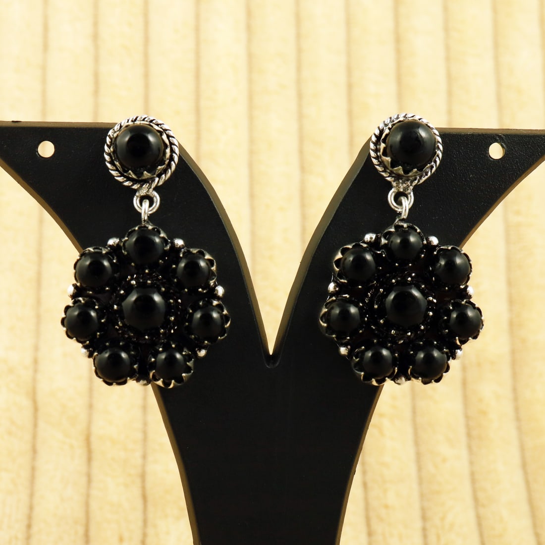 Natural Black Onyx Sterling Silver Plated Handmade Stud Earring (1 of 3)