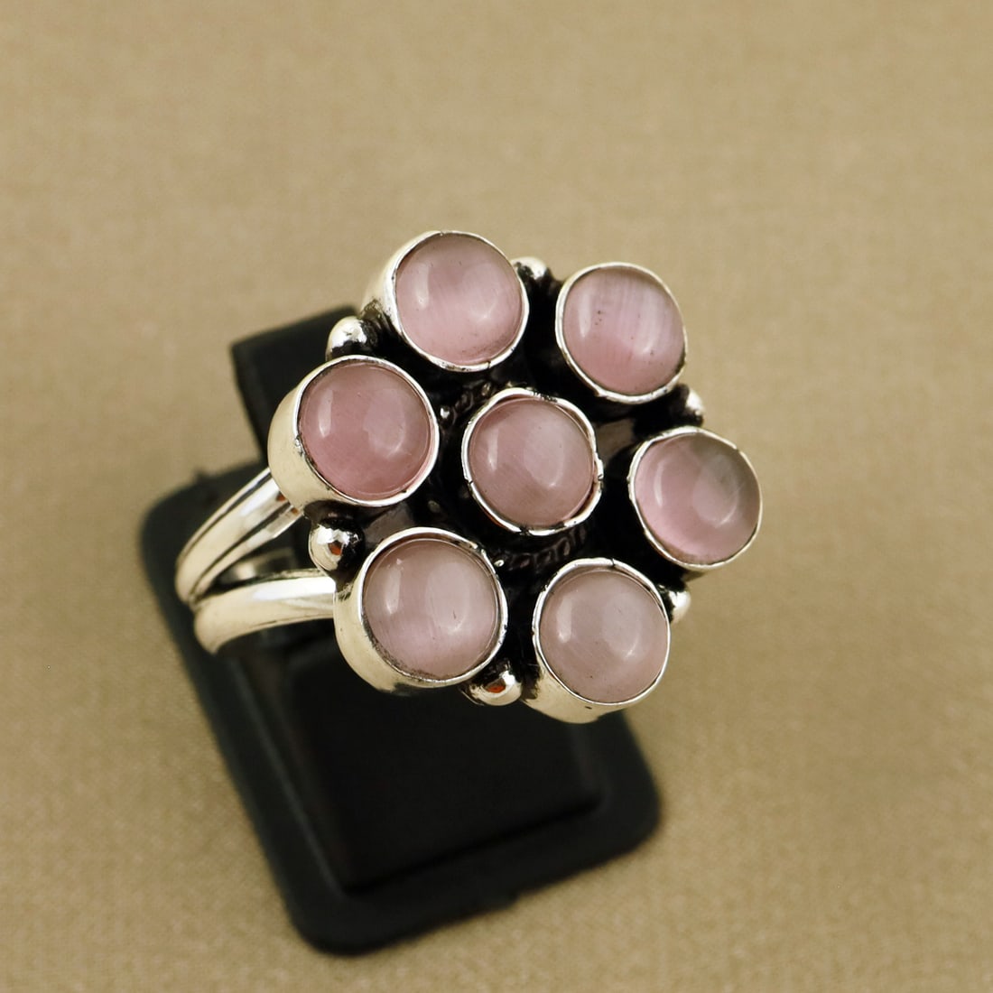 Natural Monalisa Sterling Silver Plated Handmade Ring - 7.5MM: Product ID: 260808125457 Product - Handmade Silver Plated Ring Metal - 92.5 Sterling Silver Plated Ring Size - 7.5MM Gemstone - Monalisa Gemstone Origin - India Gemstone Size - 6MM ( 7 Stone ) Gemston