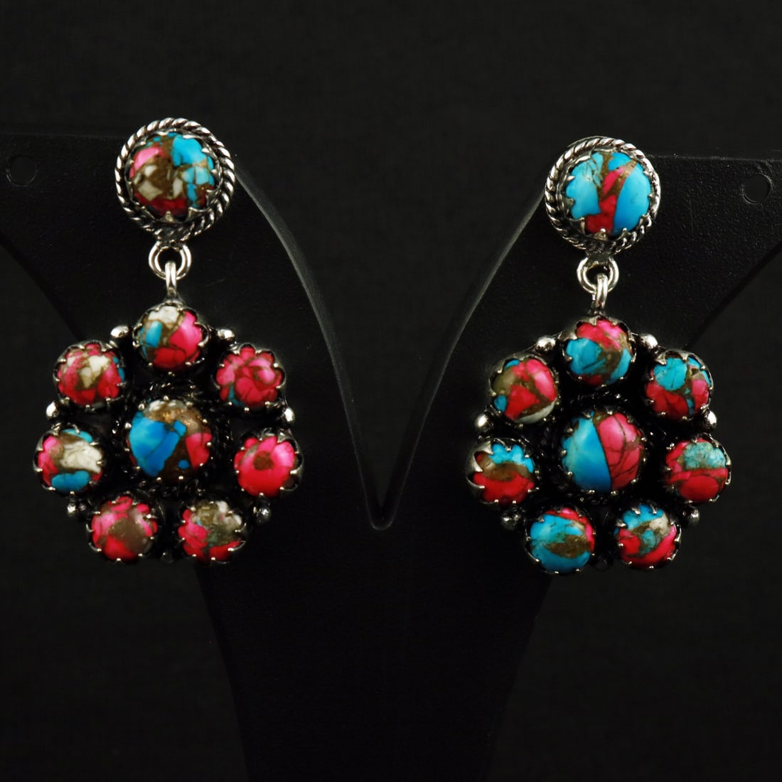 Natural Cotton Candy Sterling Silver Plated Handmade Stud Earring: Product ID: 260720150541 Product - Handmade Silver Plated Stud Earring Metal - 92.5 Sterling Silver Plated Earring Type - Stud Gemstone - Cotton Candy Gemstone Origin - United States Gemstone Size - 8